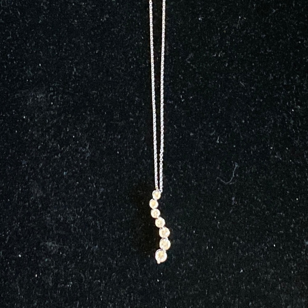 Epiphany Platinum Clad Silver & Diamonique Journey Pendant/16 to 18 " Chain/NEW!